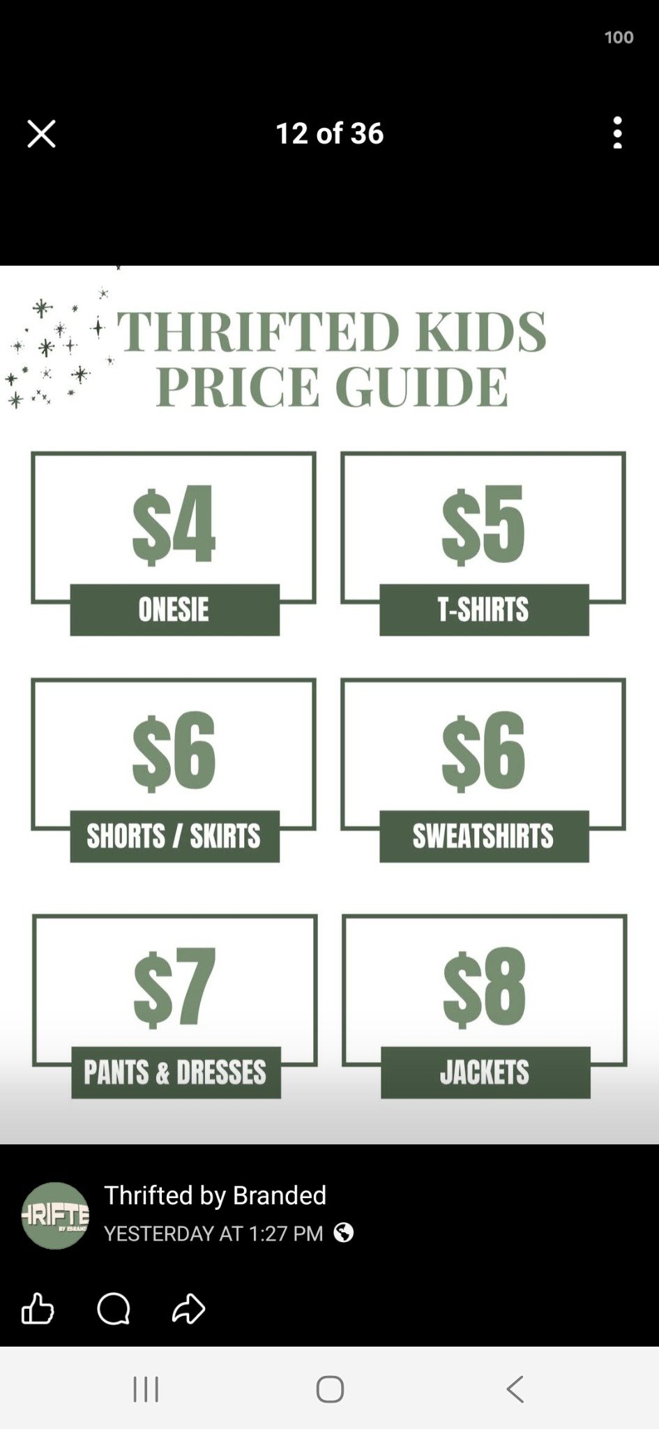 Kids price guide poster